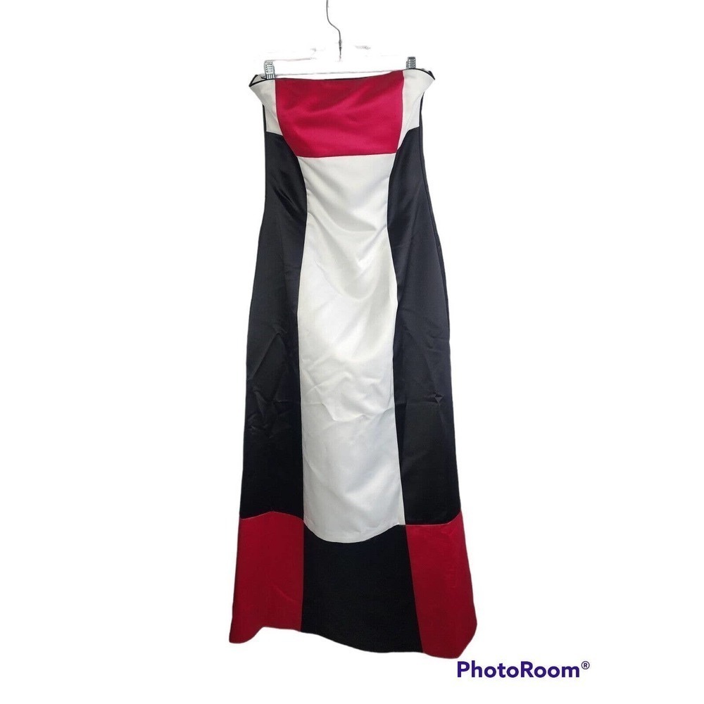 Jessica McClintock Gunne Sax Color Block Formal Dress Strapless 90s Size 11